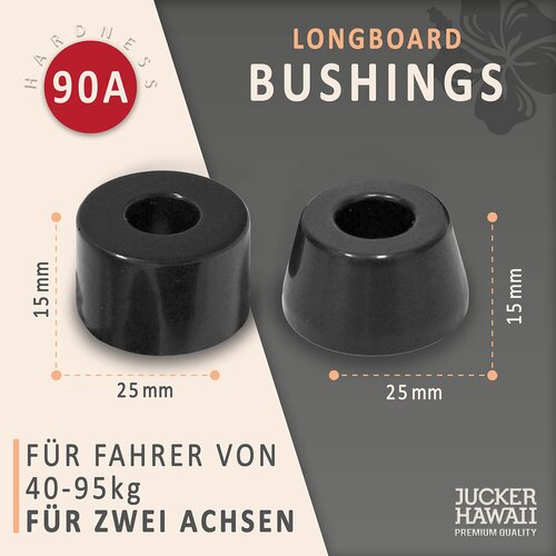 JUCKER HAWAII Longboard BUSHINGS 90A schwarz fr alle Achsen